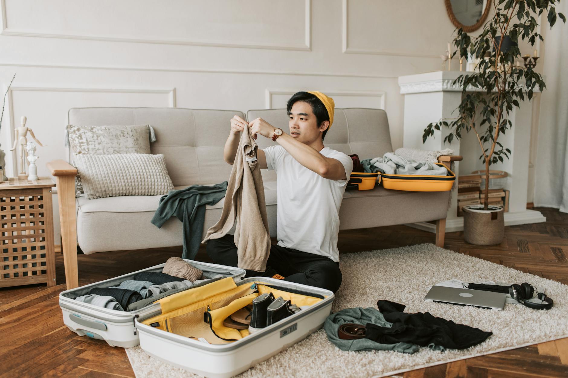 packed suitcase with clothes