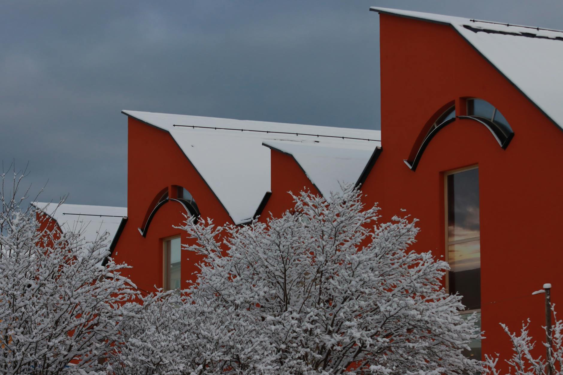 snow-covered buildings architecture