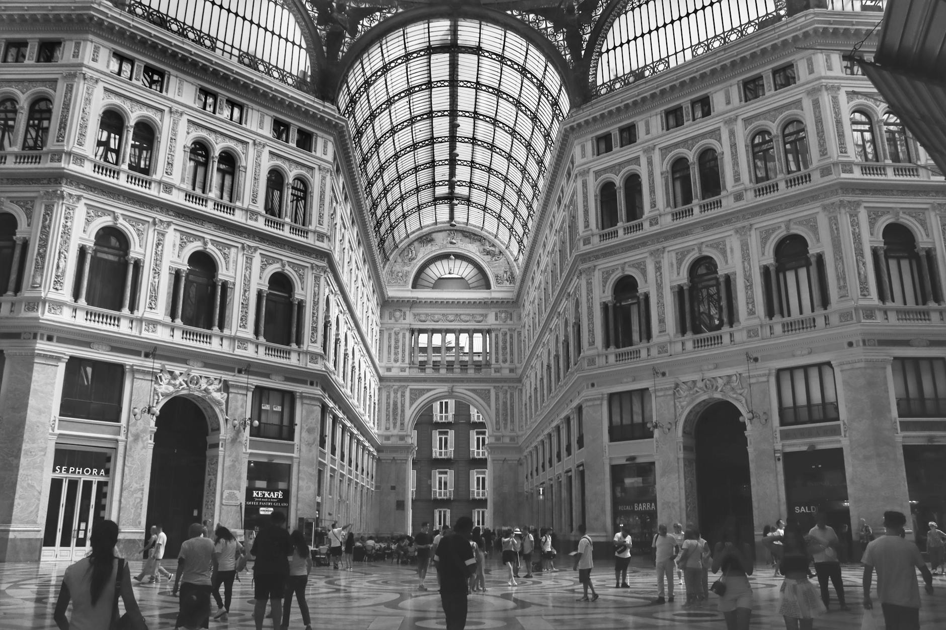 people engaging with historical architecture