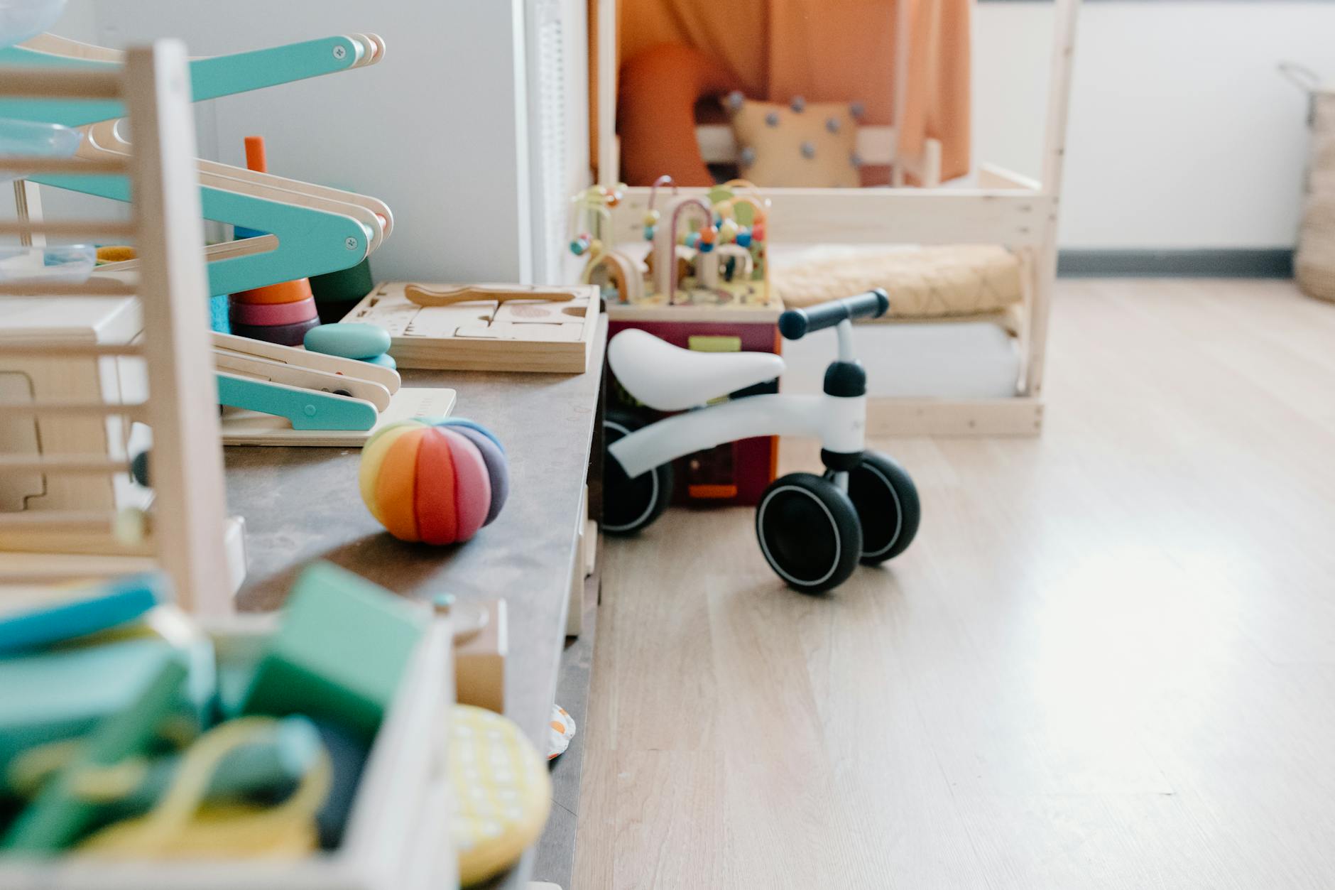 children decluttering toys