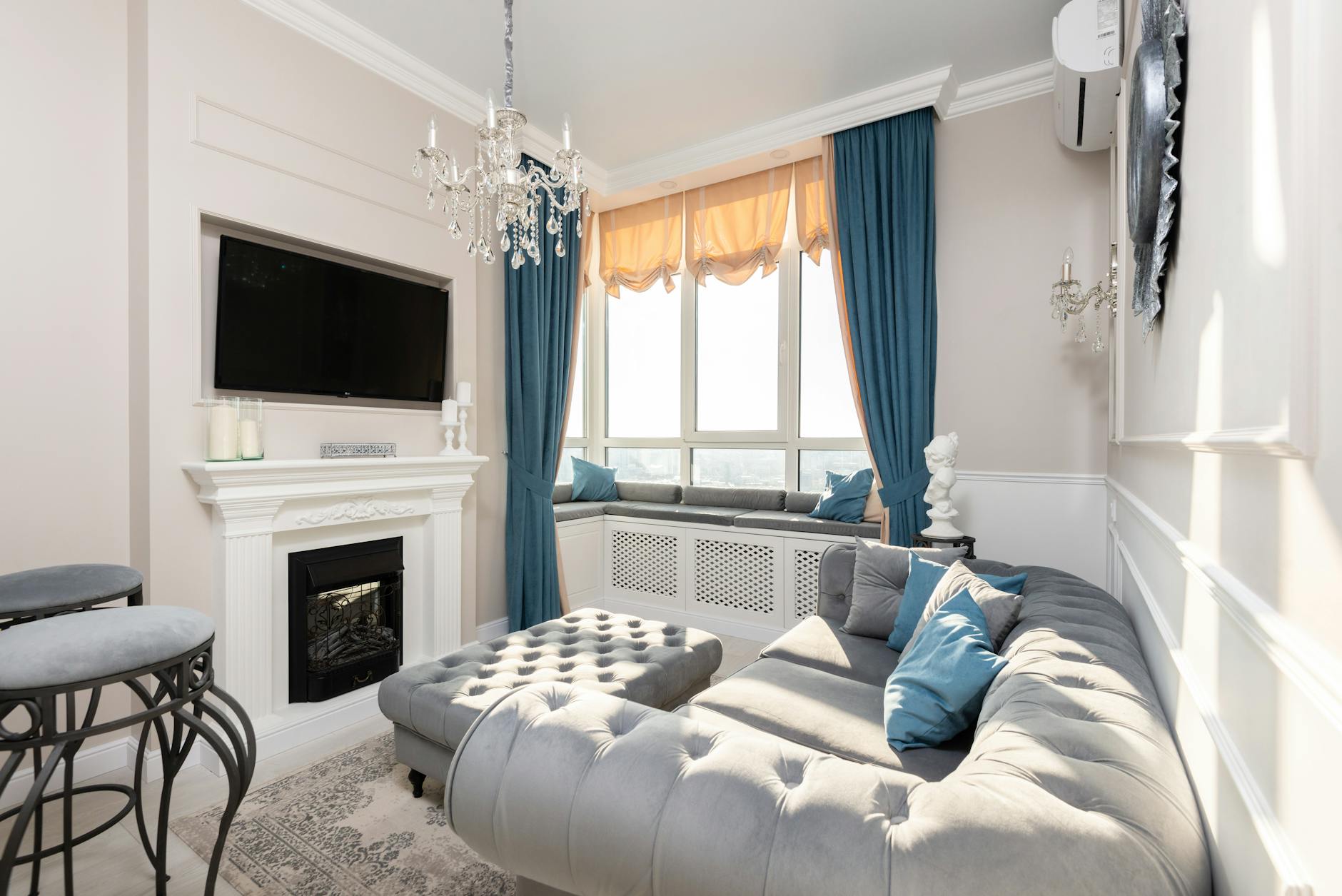 muted tones furniture in bright room
