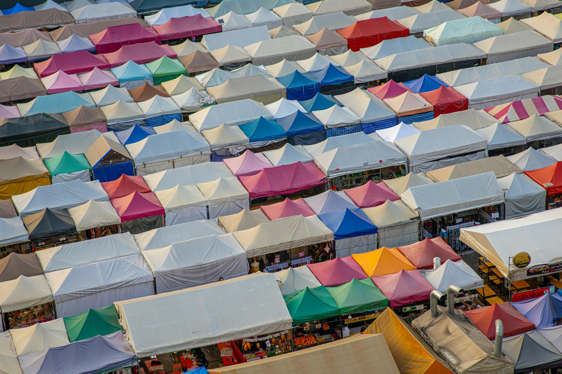 bustling market vibrant colors stalls