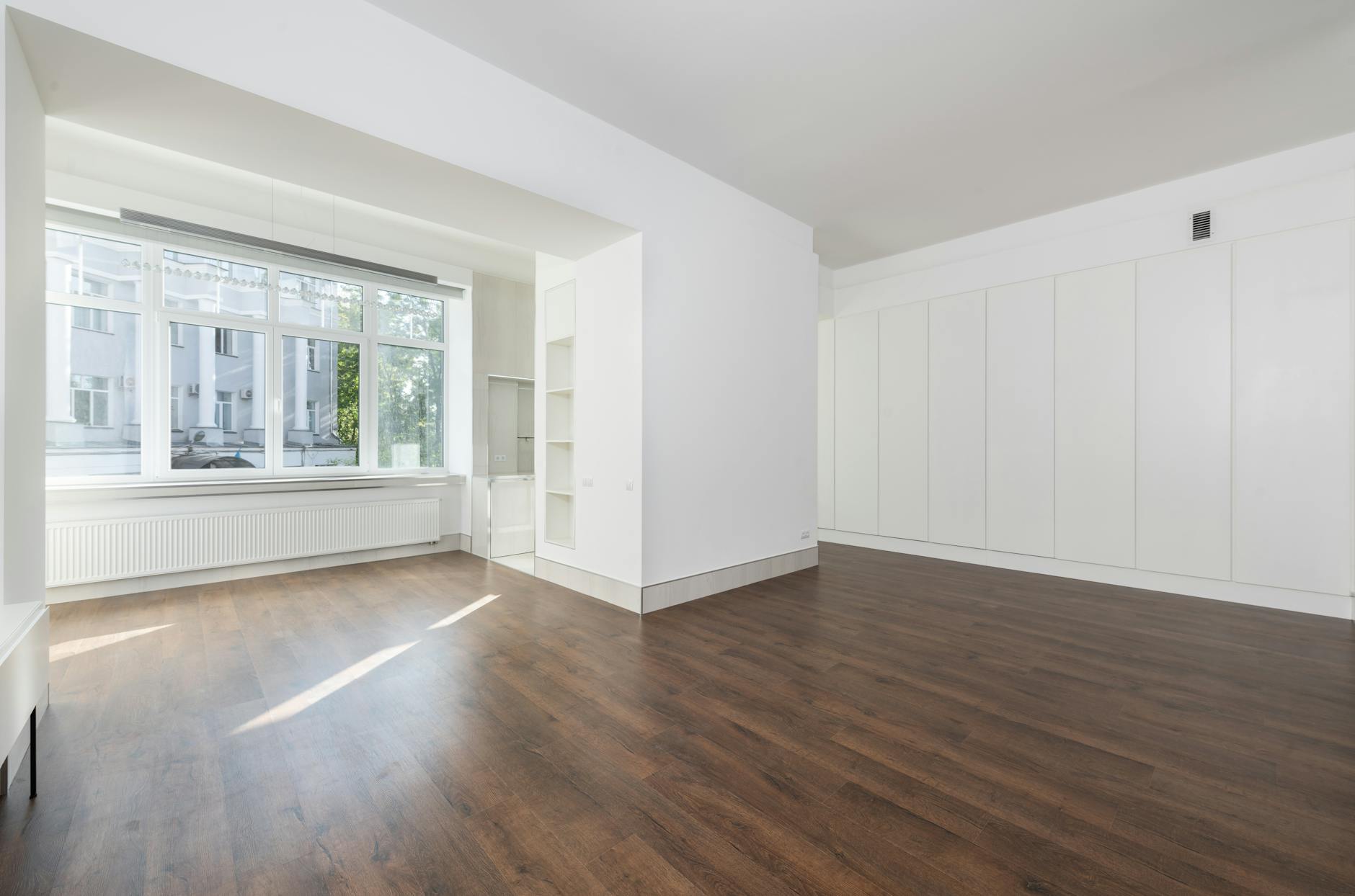 bright living room with large windows