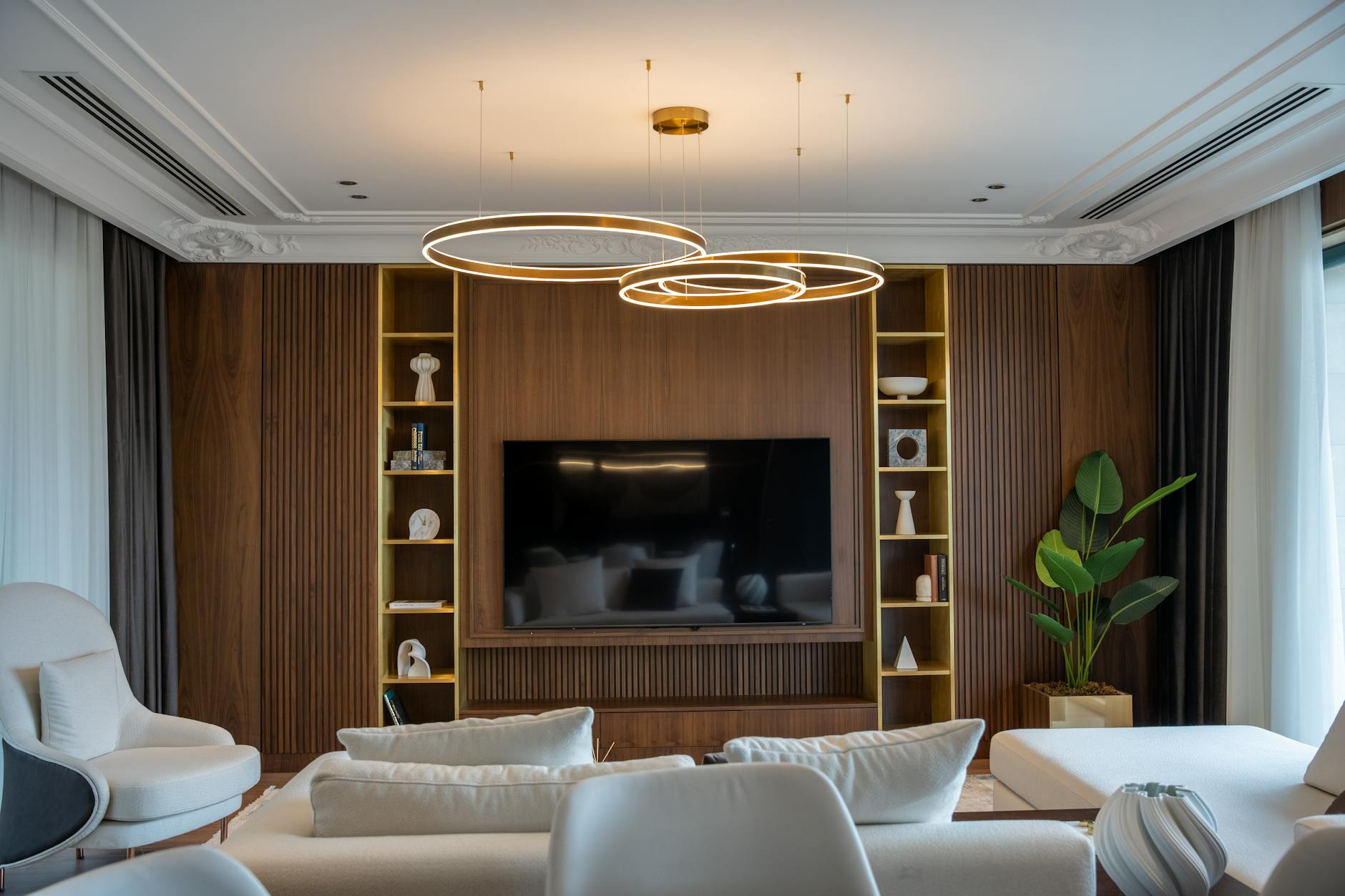 warm cozy living room with soft lighting