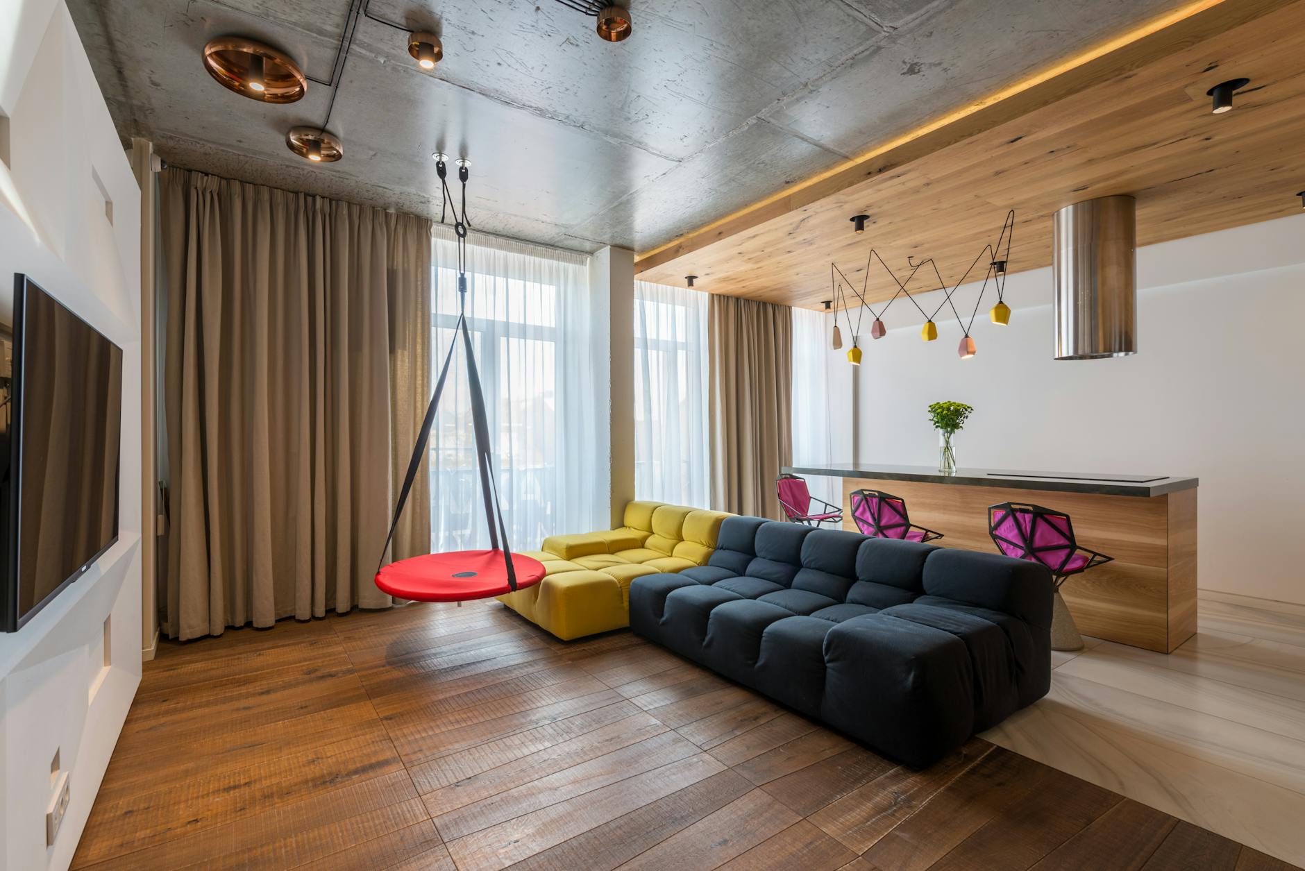 vibrant statement sofa living room