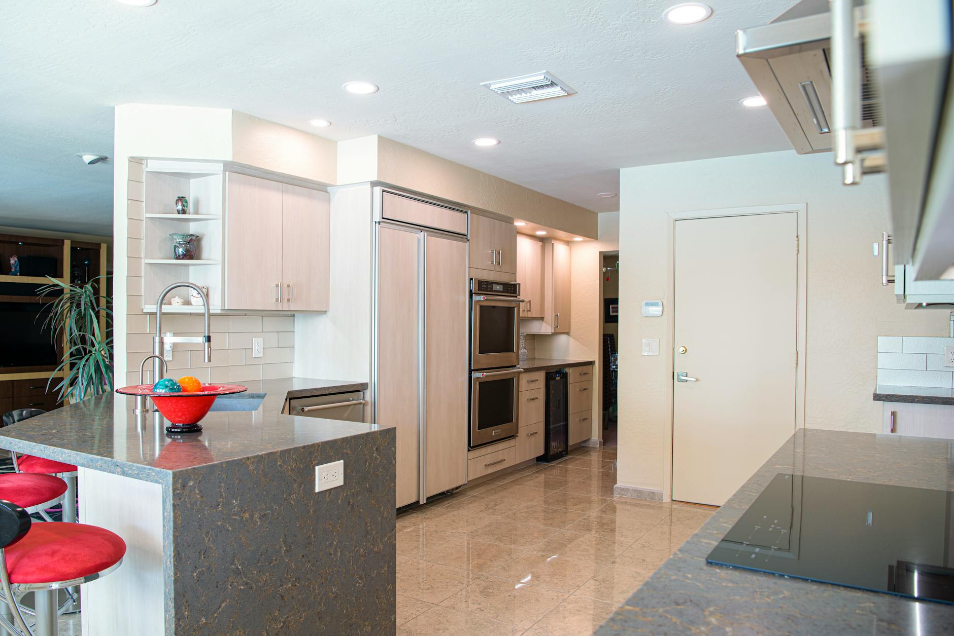 kitchen with reclaimed wood and stone finishes