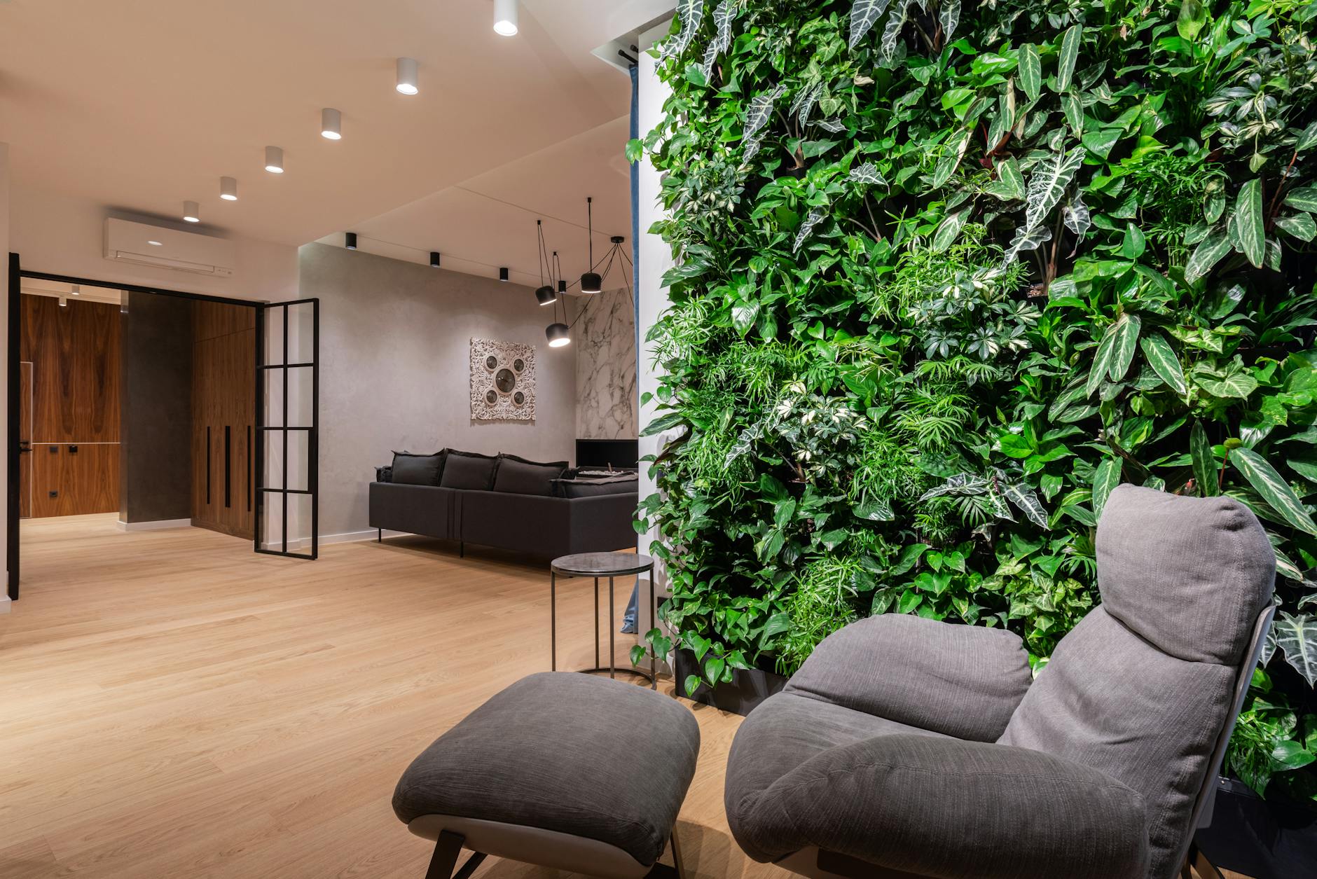 home interior with biophilic design and plants