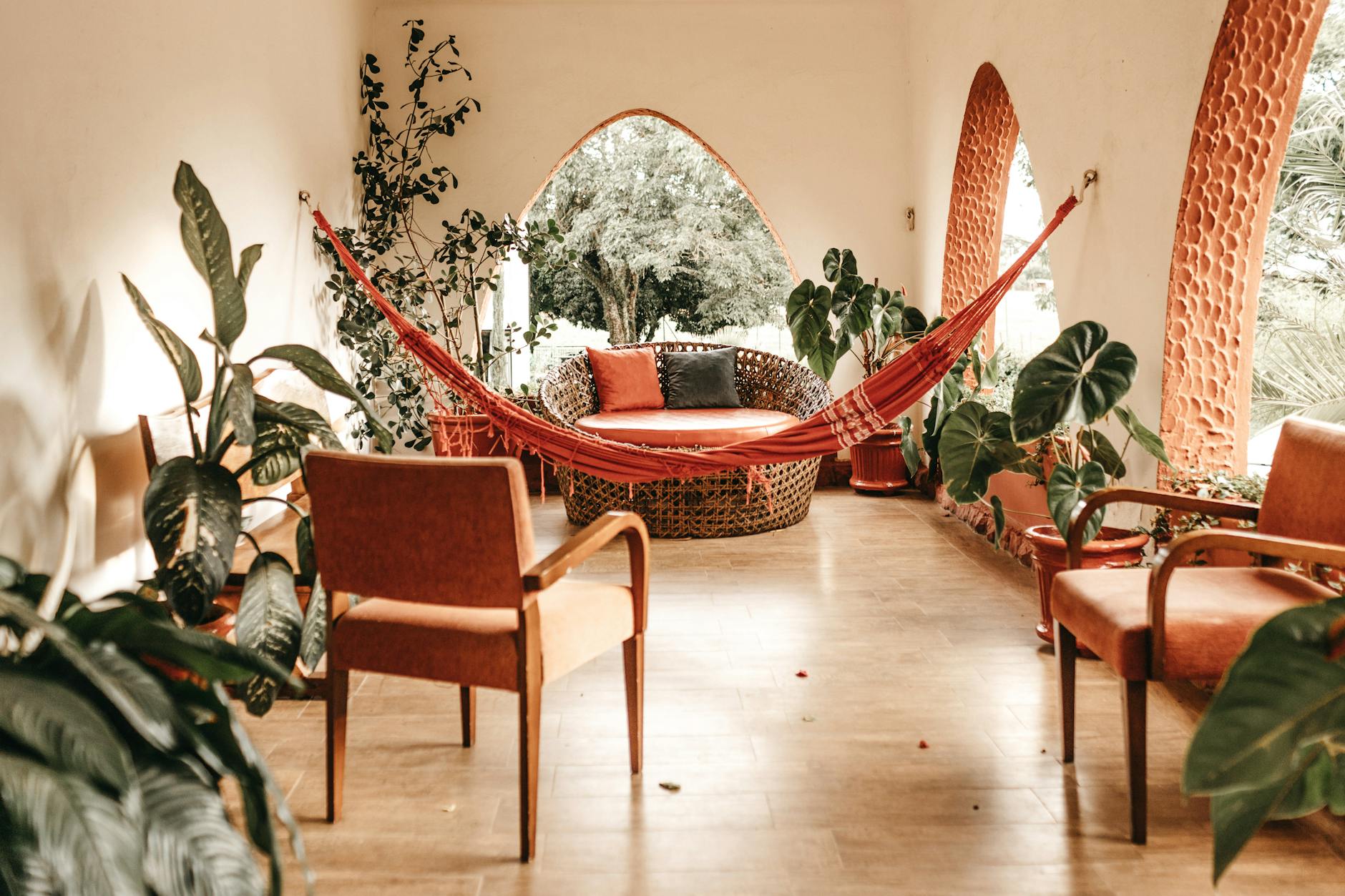cozy seating in indoor garden