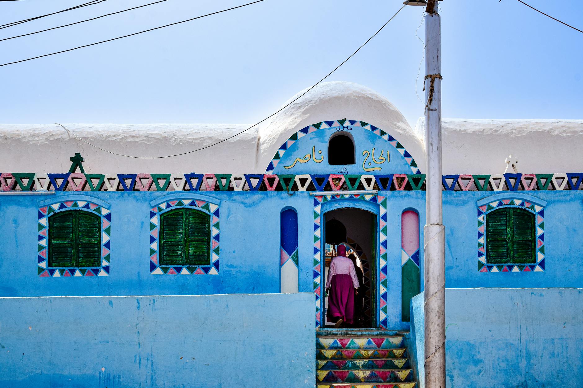 village houses painted blue