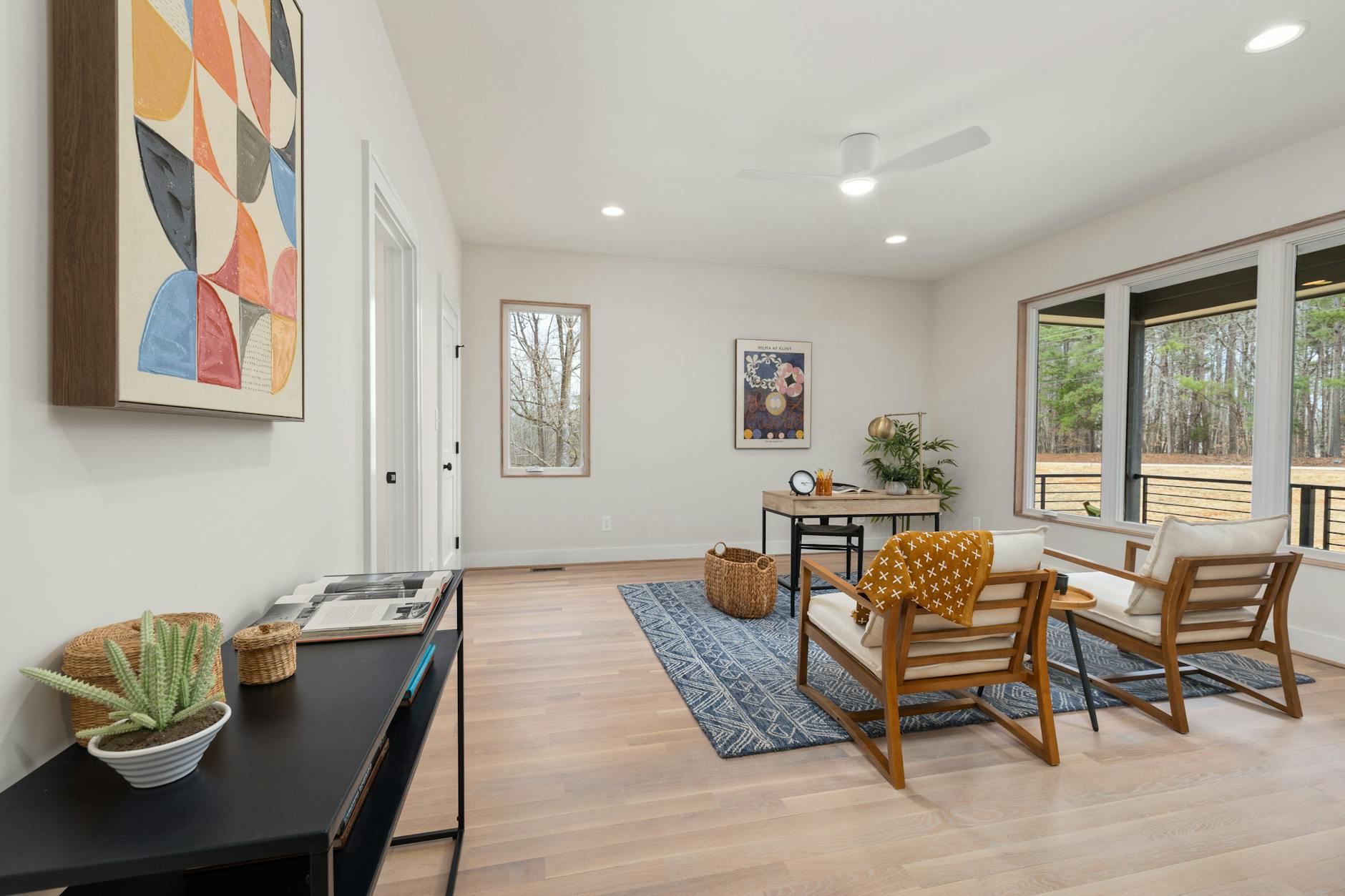 home office with art decor