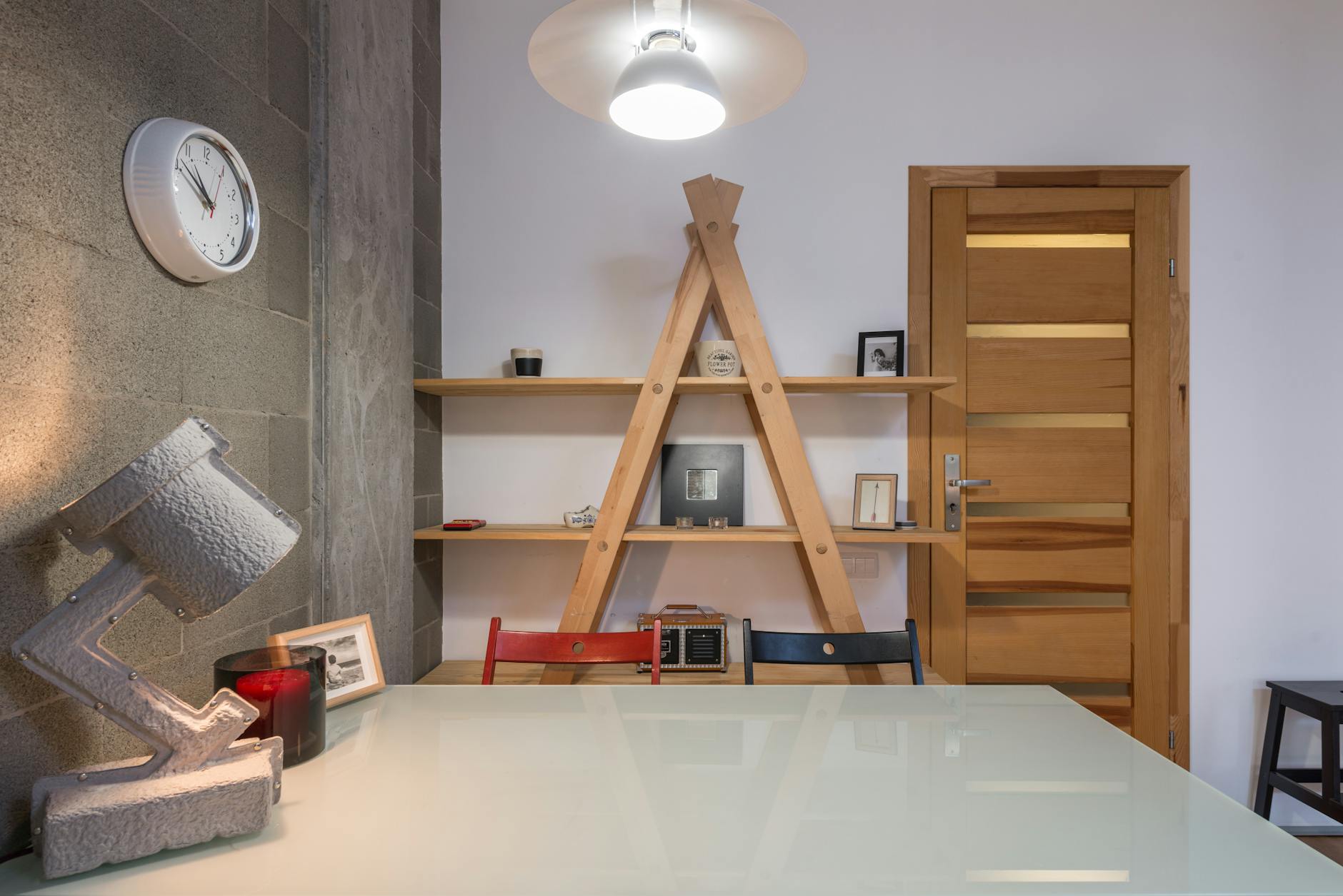 shelves styled with different colors and textures