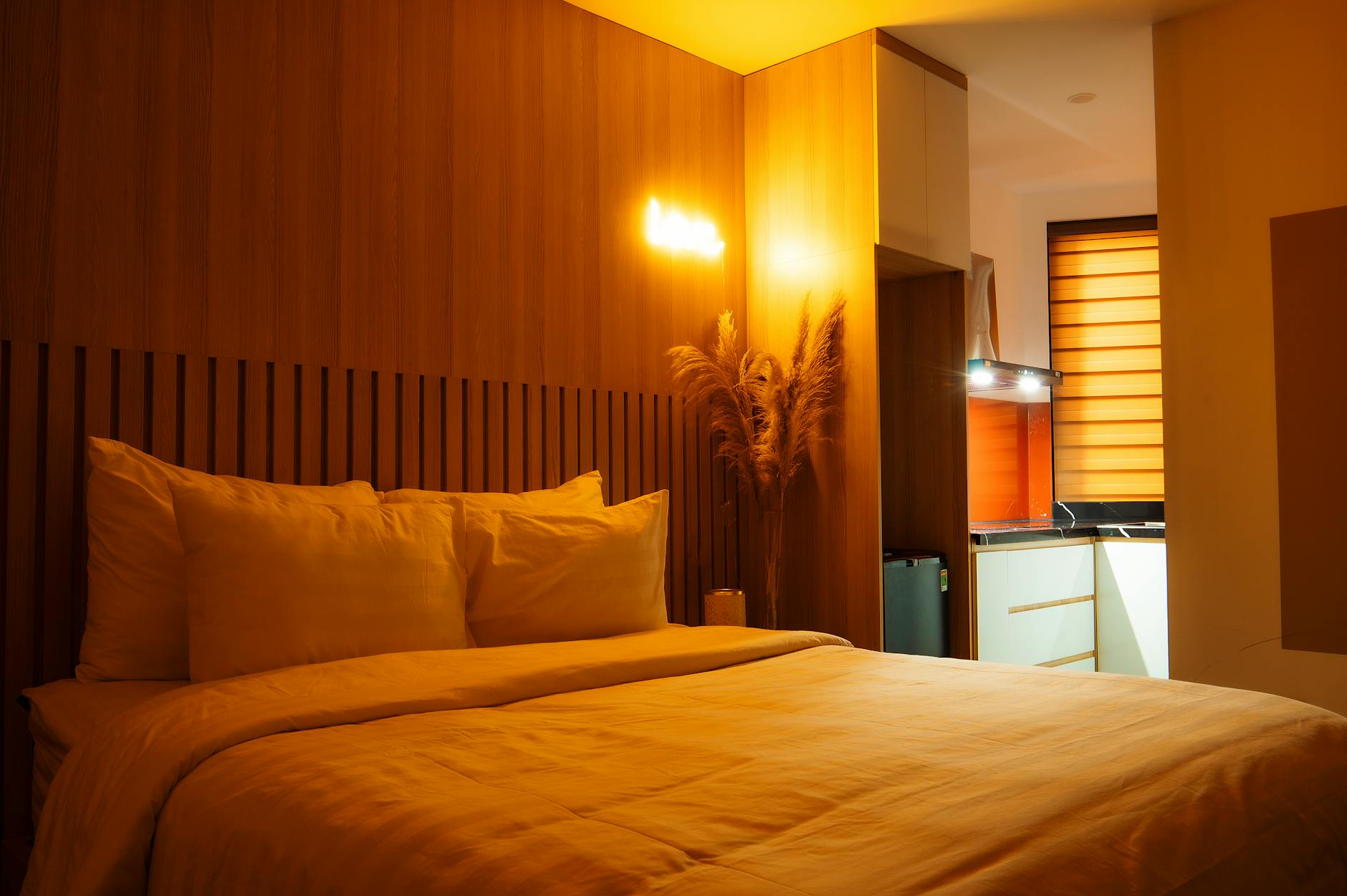 cozy bedroom interior with warm colors and soft lighting