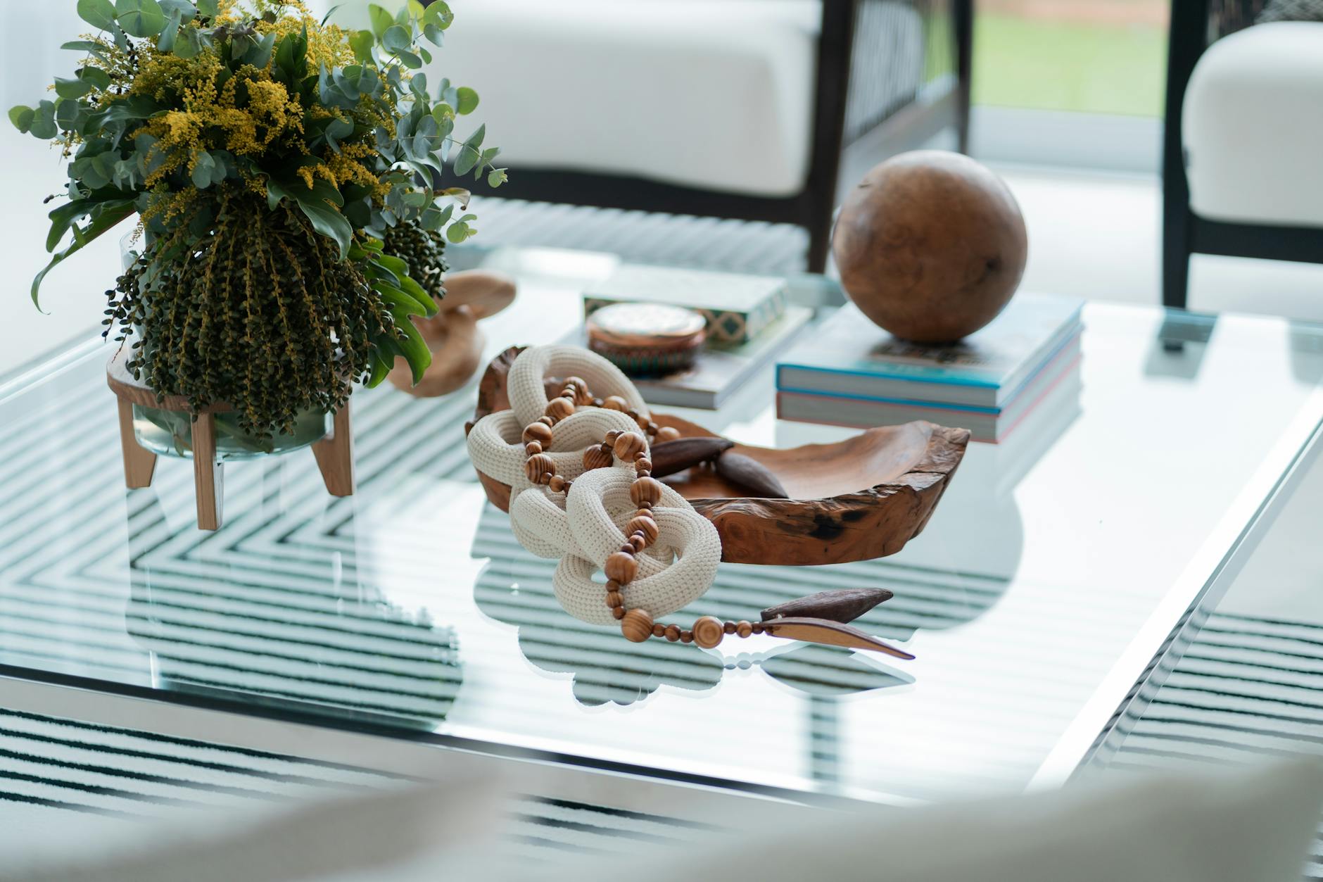 rustic wooden coffee table in modern living room