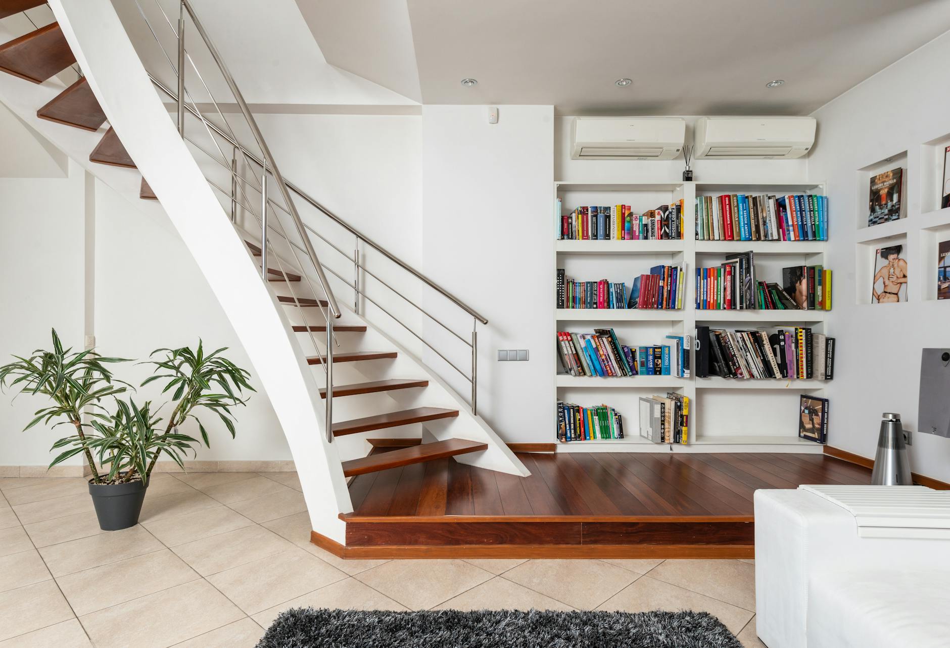 creative home office under staircase