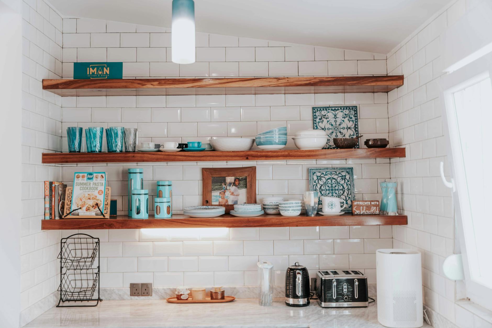 minimalist kitchen with open shelves