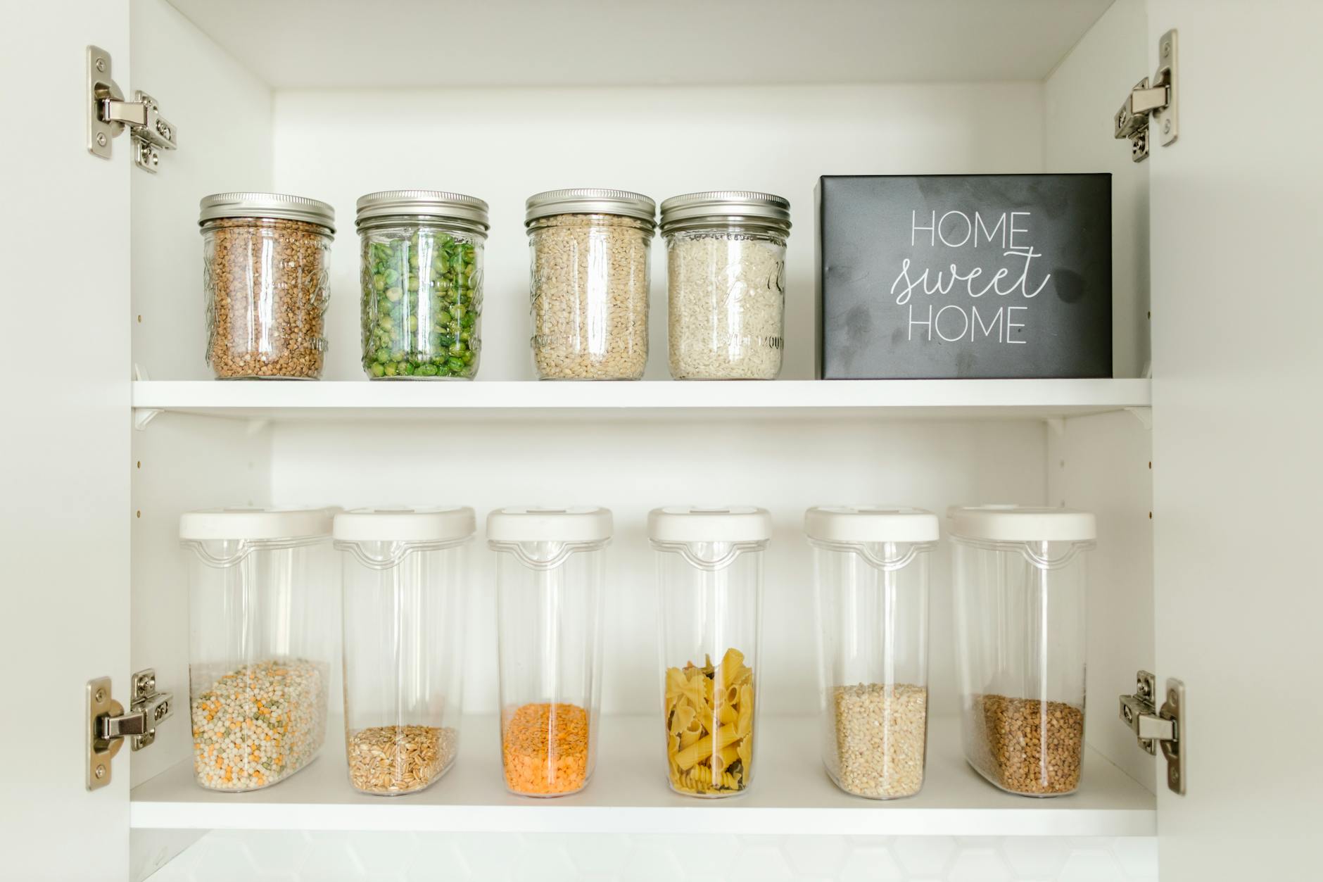 kitchen organization with labeled containers