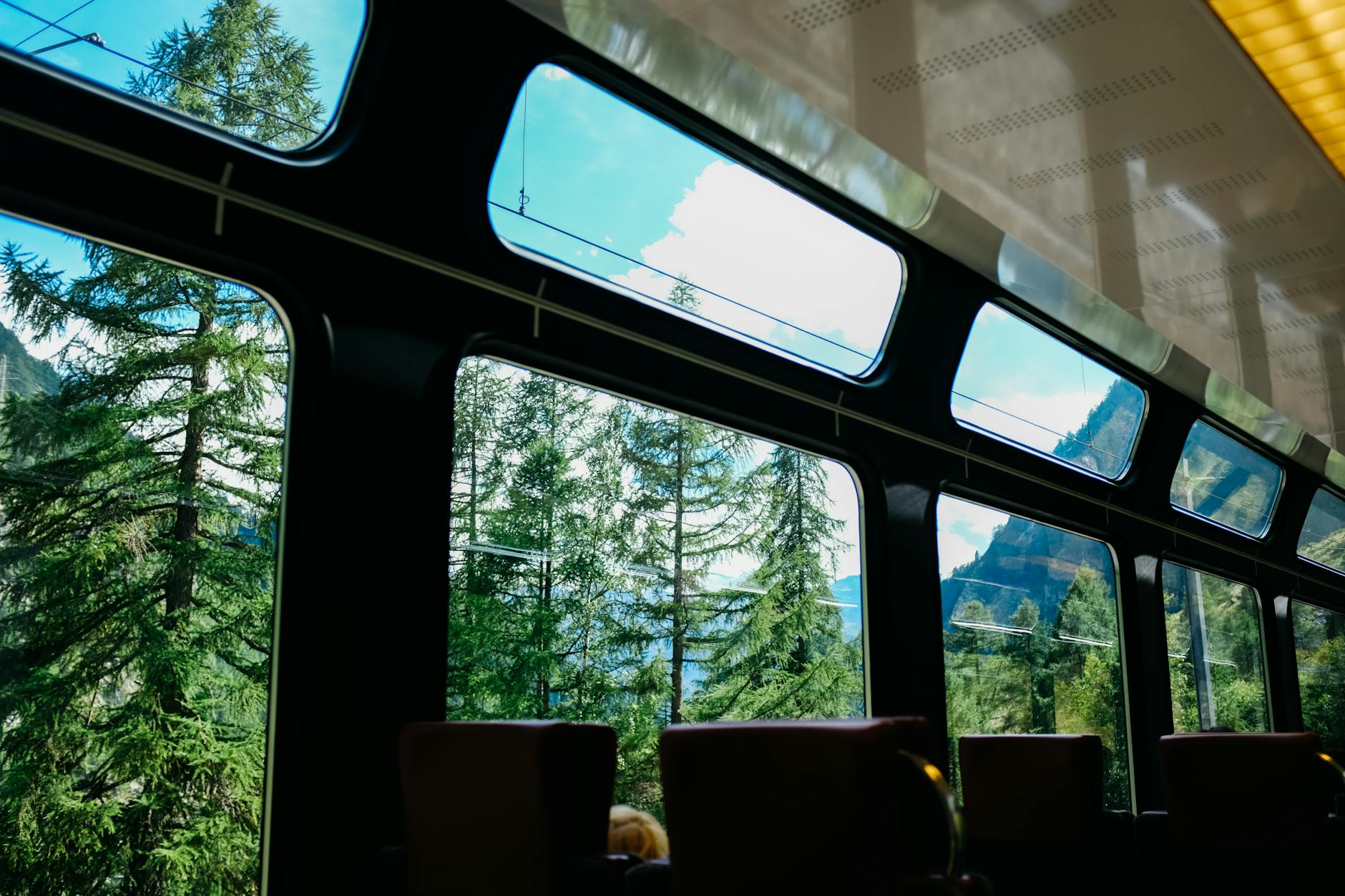 train ride through the alps scenic view