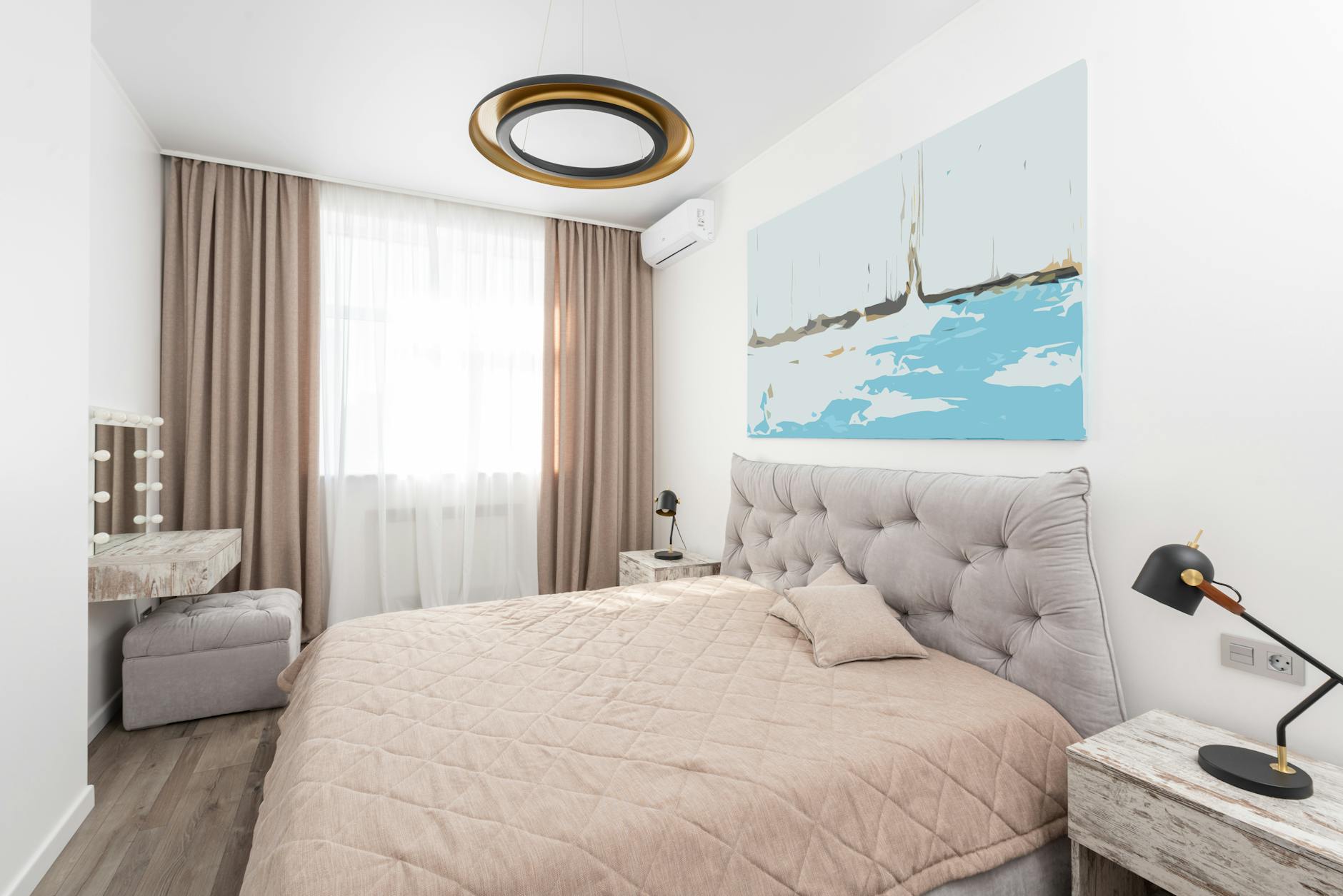 stylish bedroom furniture arrangement