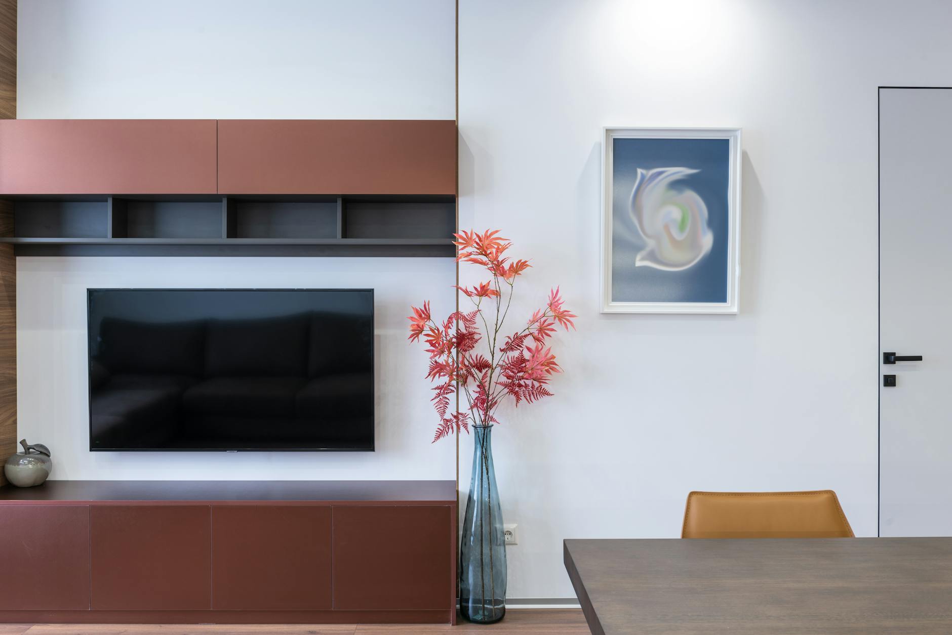 organized living room with minimal decor