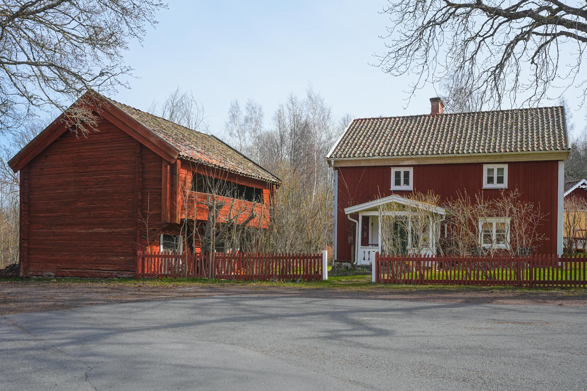 village pre-industrial landscape with old houses and nature