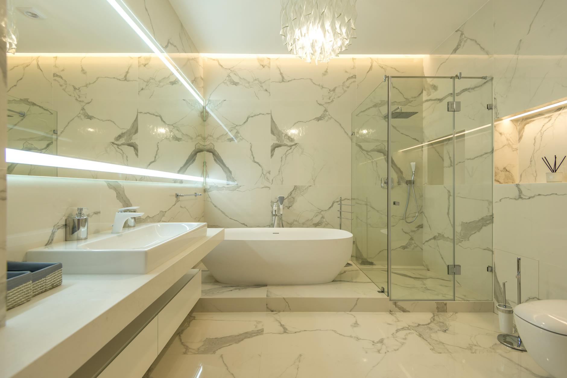 modern spa bathroom with freestanding tub