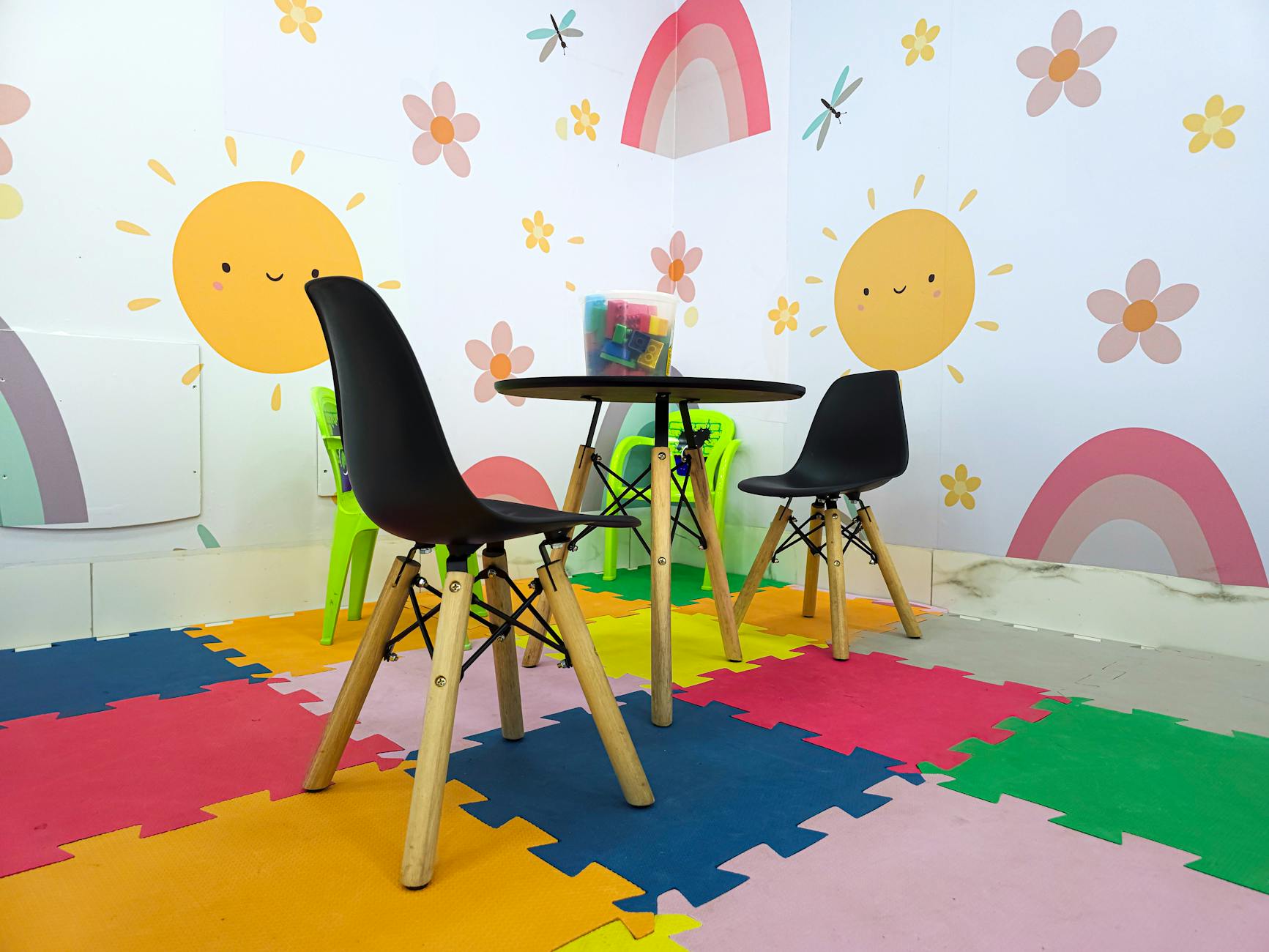 colorful kids room with patterns