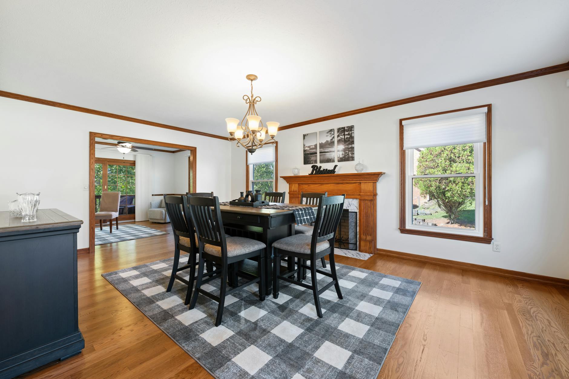dark wood dining room with contemporary decor