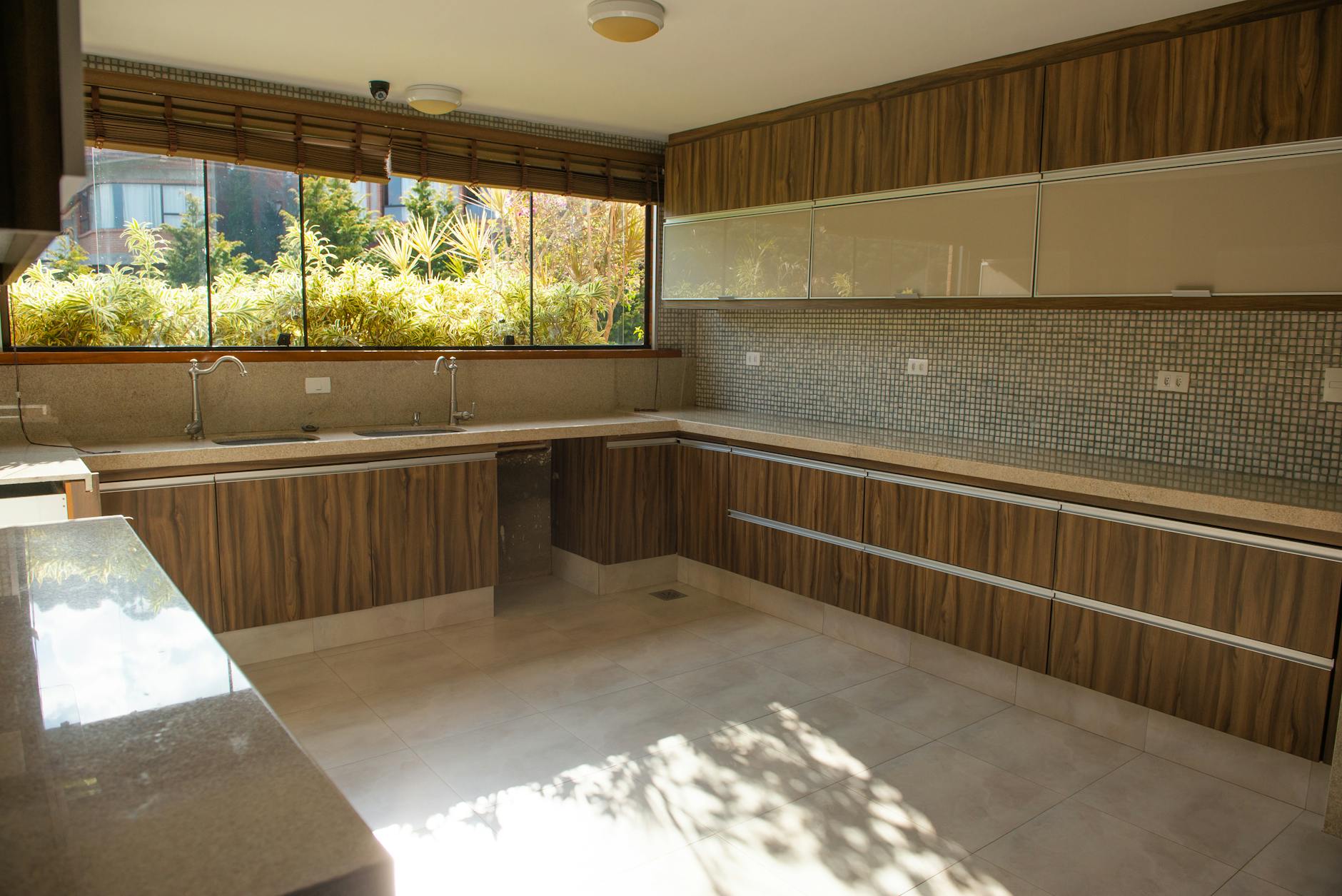 bright kitchen with large windows