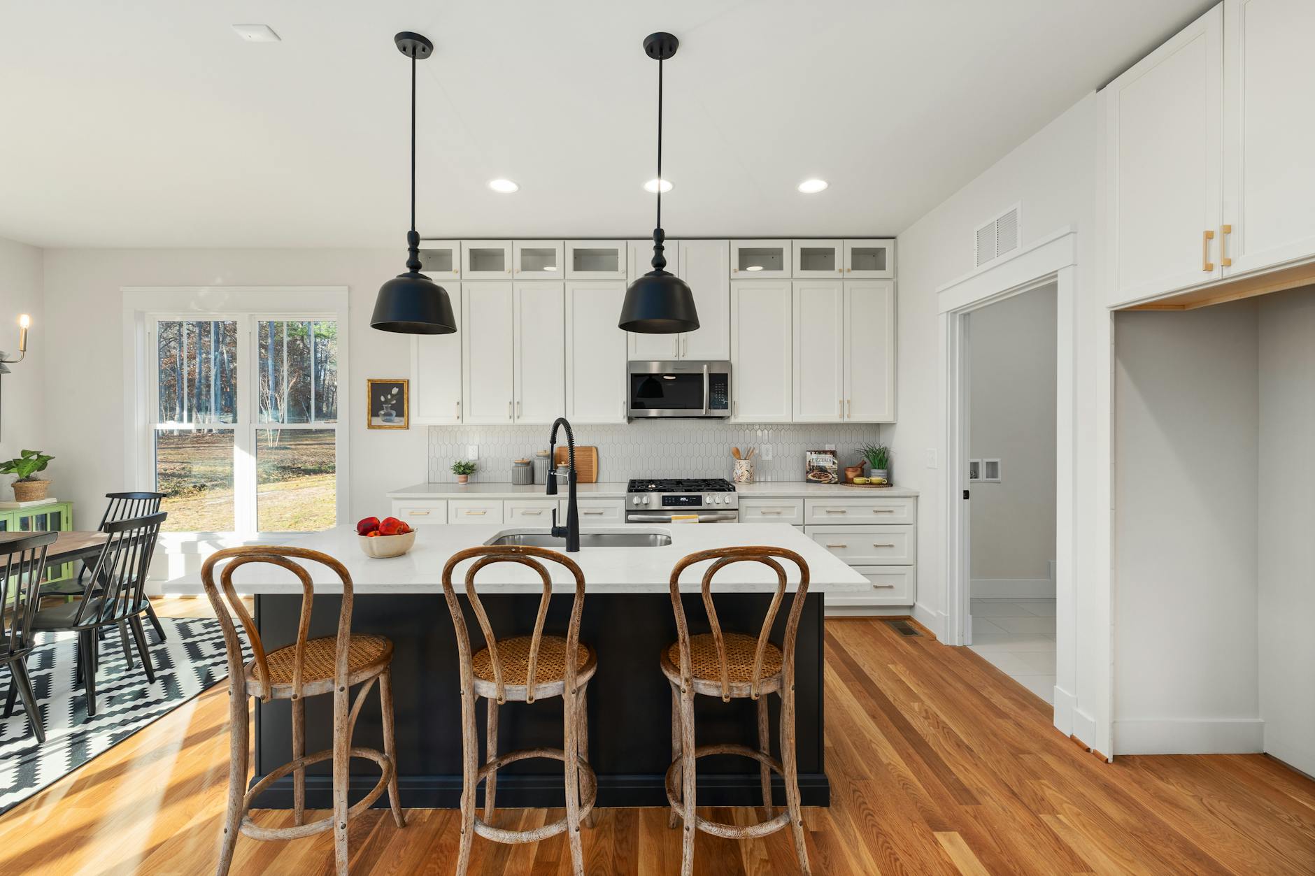 modern farmhouse kitchen with island