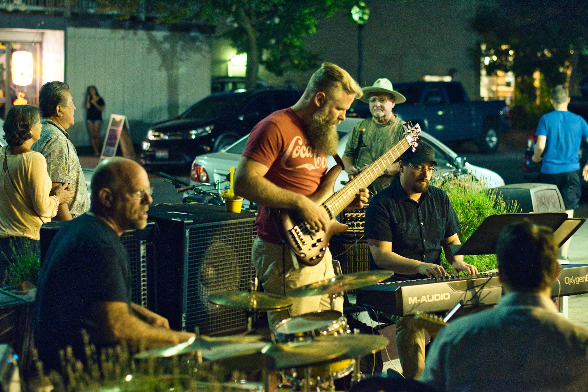 Street musician interacting with audience