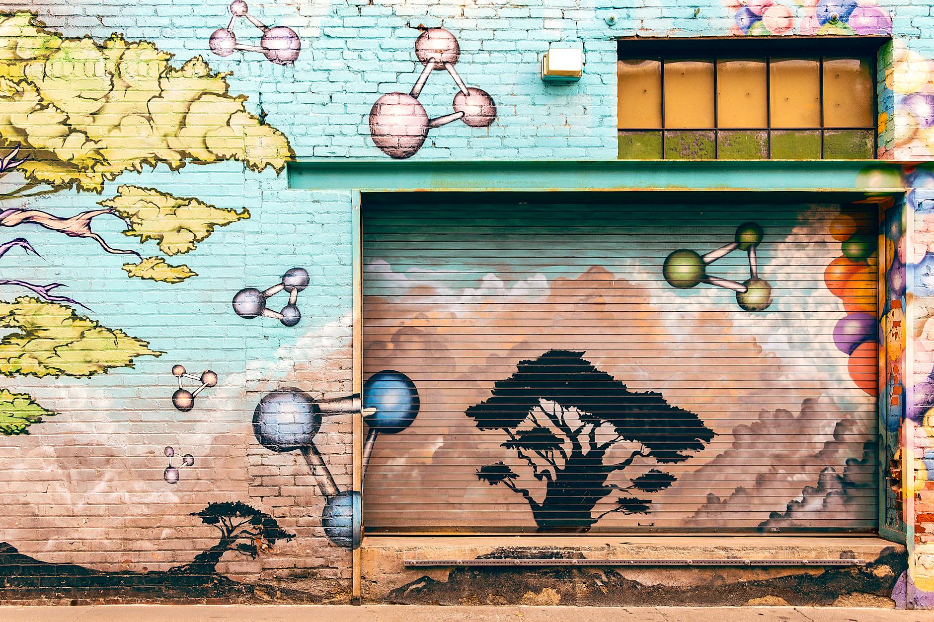 street mural of community events
