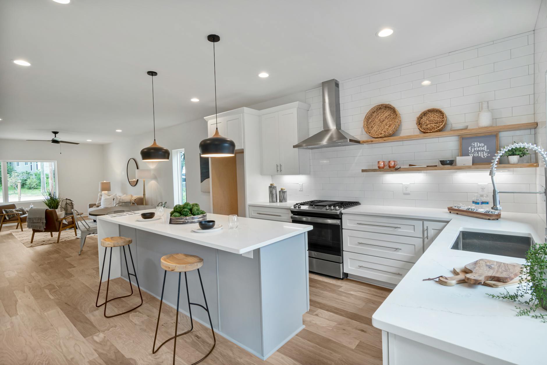 open kitchen concept with modern appliances and stylish decor