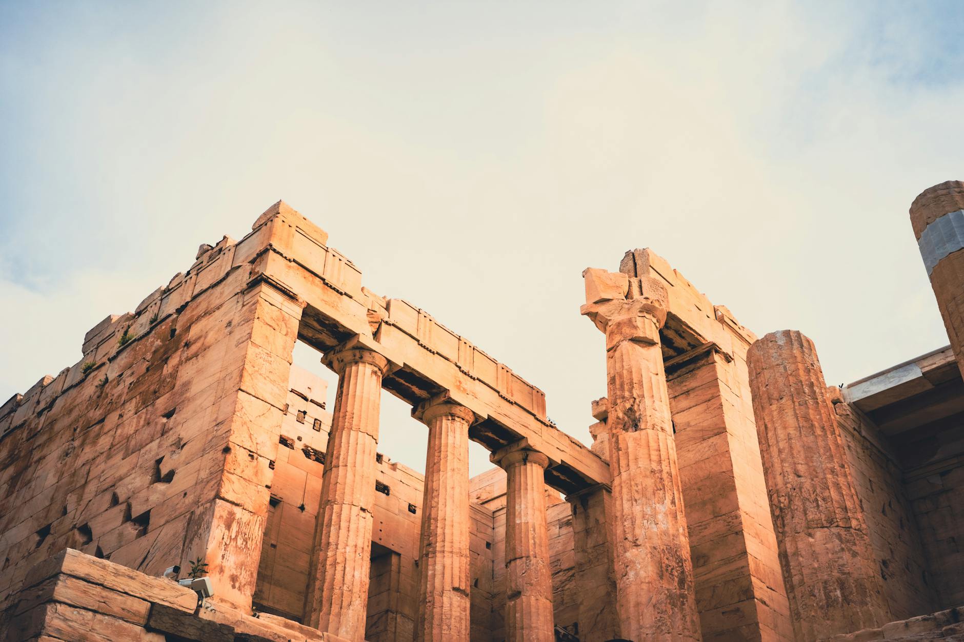 ancient ruins with modern architecture
