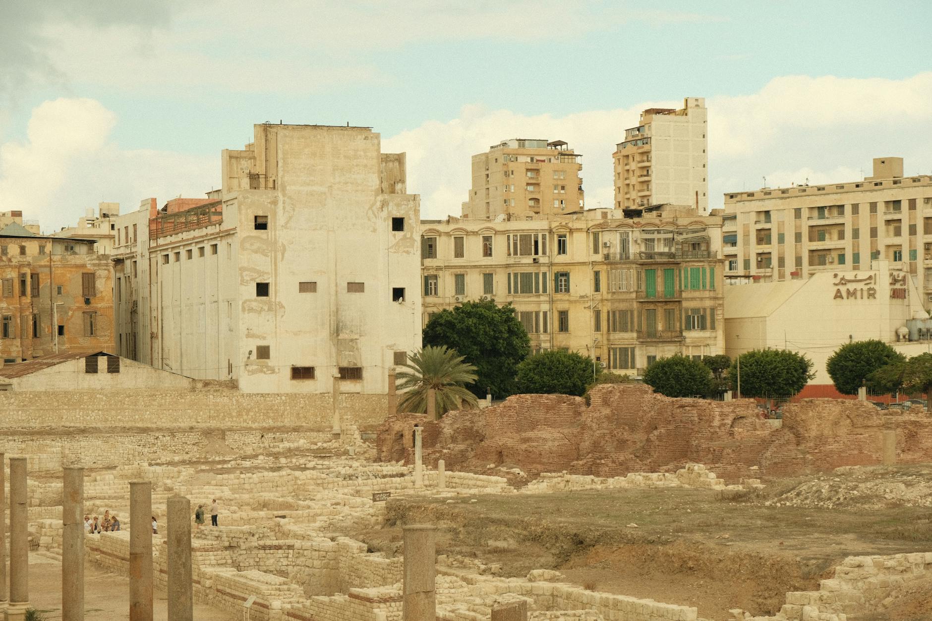 modern life next to ancient ruins