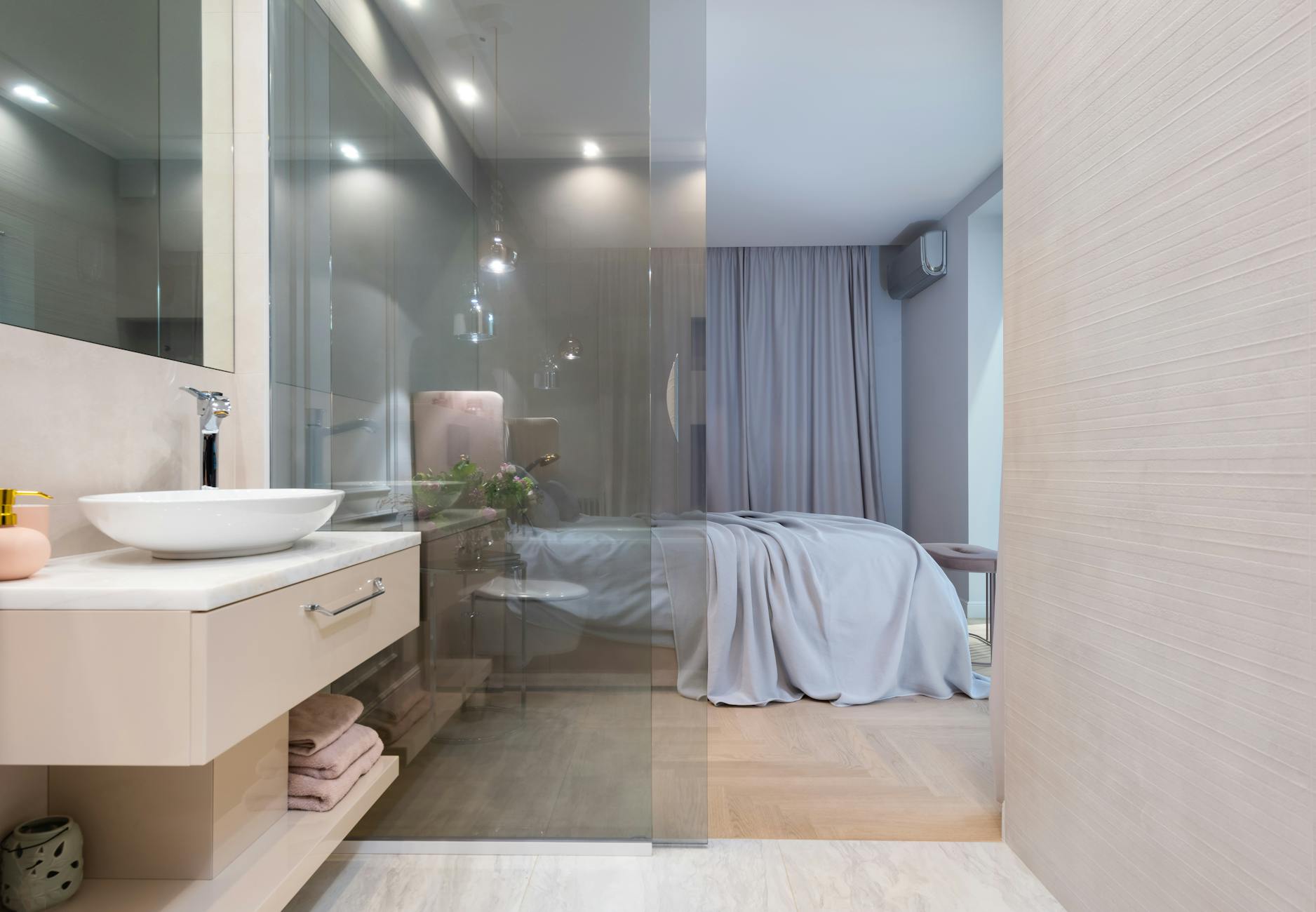 cleaning bathroom floors and fresh linens