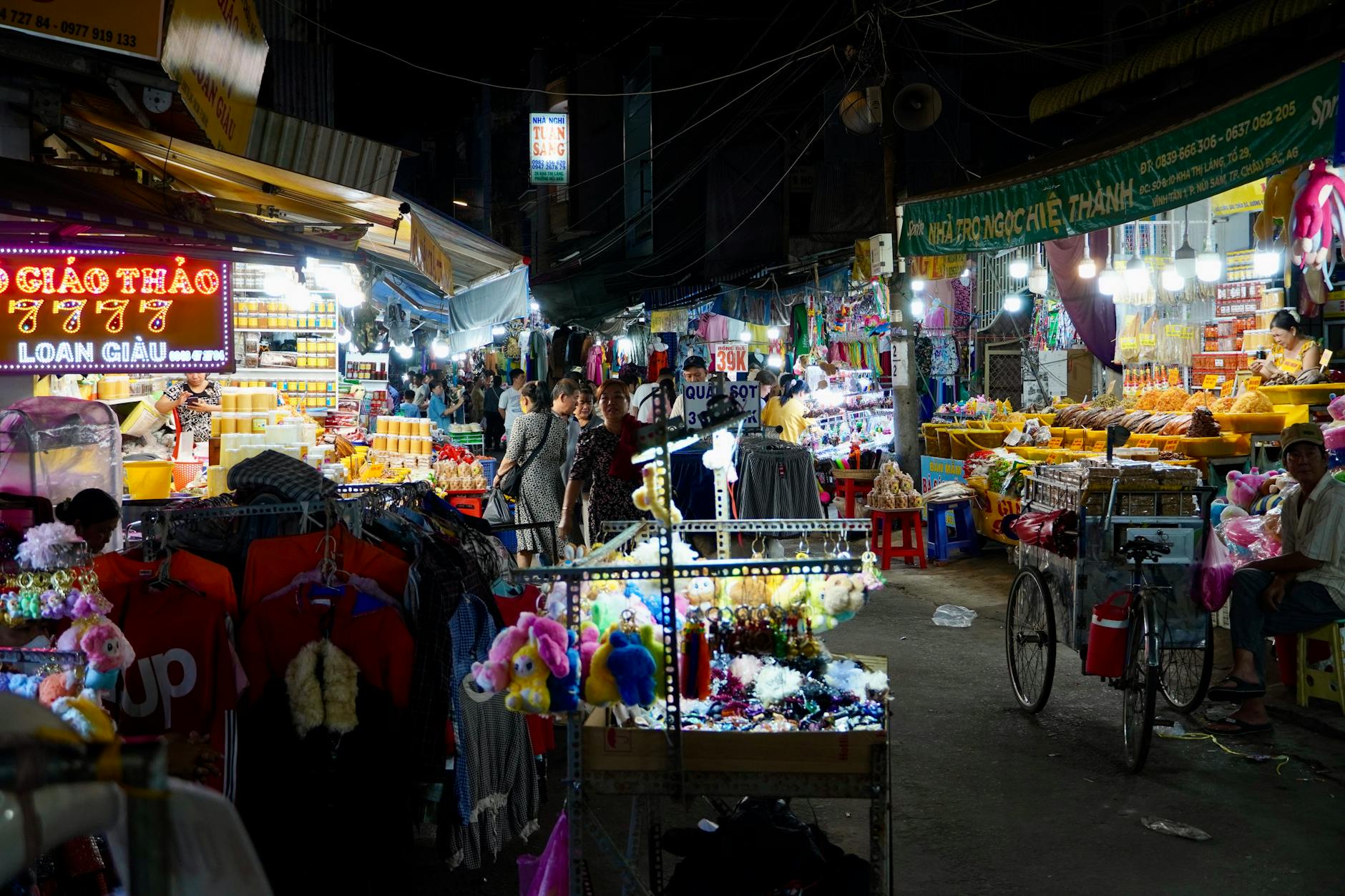 local vendors at night providing warmth and light