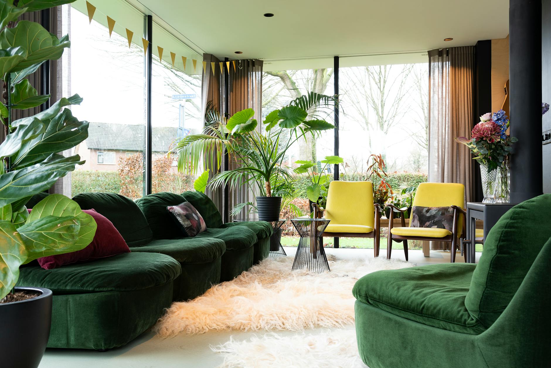 cozy evening space with plants