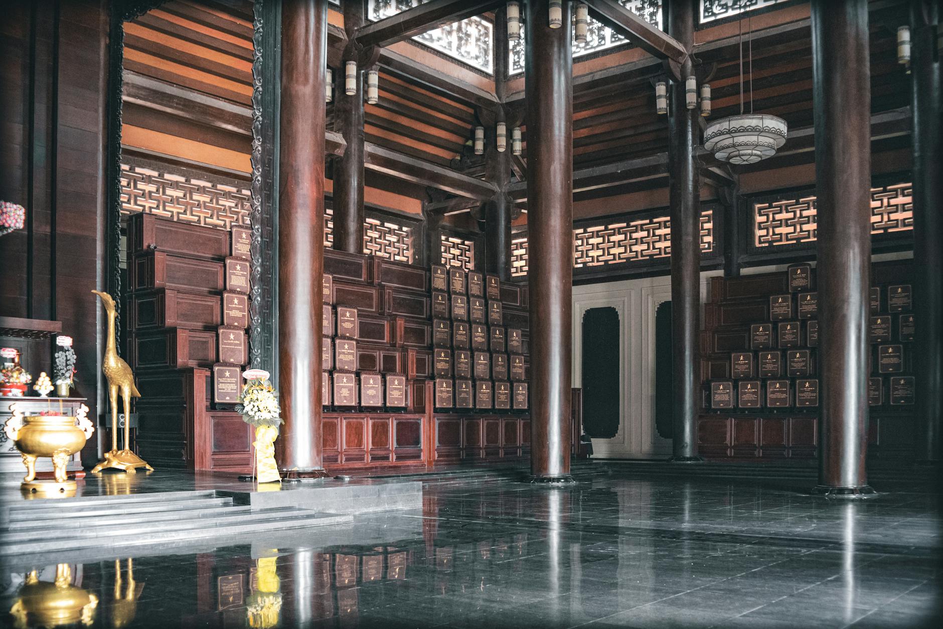 interior of a peaceful temple meditative atmosphere